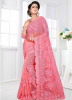 Pink Net Embroidery Saree