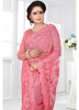 Pink Net Embroidery Saree