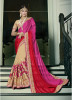Pink & Chikoo Bemberg Georgette With Satin Embroidery Saree