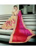 Pink & Chikoo Bemberg Georgette With Satin Embroidery Saree