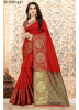 Red Linen Silk Saree