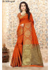 Orange Linen Silk Saree