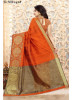 Orange Linen Silk Saree