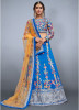 Blue & Yellow Art Silk Bridal Lehenga Choli