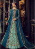 Sea Green & Teal Blue Silk Anarkali Suit