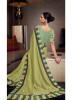 Lemon Grass Green Satin Silk Embroidery Saree