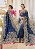 Blue Banarasi Jacquard Silk Saree