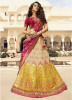 Yellow & Beige & Magenta Banarasi Jacquard Silk Bridal Lehenga Choli