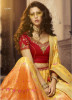 Yellow & Orange Banarasi Jacquard Silk Bridal Lehenga Choli