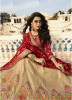 Beige & Red Banarasi Jacquard Silk Bridal Lehenga Choli