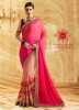 Peach & Pink Georgette Embroidery Saree