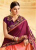 Orange & Purple Jacquard Silk Embroidery Saree
