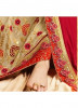 Beige & Red Jacquard Embroidery Saree