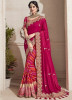 Dark Pink & Orange Banarasi Silk Saree