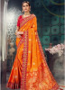 Orange & Red Bhagalpuri Silk Embroidery Saree