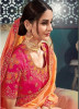 Peach & Pink Bhagalpuri Silk Embroidery Saree