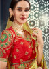 Light Gold & Red Bhagalpuri Silk Embroidery Saree