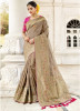 Beige & Pink Banarasi Silk Saree