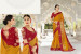 Dark Yellow & Red Banarasi Silk Saree