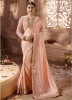 Light Pink Modal Satin & Net Silk Embroidery Saree