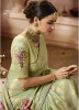 Light Green Pure Satin Georgette Silk Embroidery Saree
