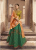 Green & Orange Pure Silk Lehenga Choli