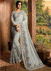 Gray Barfi Silk Saree With Codding Work Wedding Saree