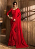 Red Gape Satin Silk With Heavy Work Wedding Saree