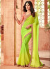 Lime Green Georgette Embroidery Saree