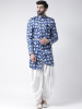 Men Blue & White Sherwani With Dhoti Pants