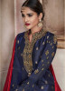 Blue Pure Banglori Silk Jacquard Straight-Cut Salwar Suit