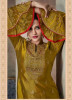 Olive Yellow Pure Banglori Silk Jacquard Straight-Cut Salwar Suit