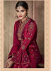 Maroon Pure Banglori Silk Jacquard Straight-Cut Salwar Suit