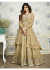 Light Gold Heavy Butterfly Net Anarkali Salwar Suit