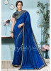 Blue Chiffon Silk Embroidery Saree