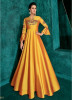 Yellow Triva Silk With Heavy Embroidery Inner Stitched Floor-Length Readymade Gown
