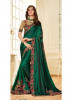 Dark Green Satin & Silk With Heavy Embroidery Saree