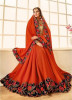 Orange Satin & Silk With Heavy Embroidery Saree