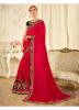 Red Satin & Silk With Heavy Embroidery Saree