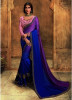 Dark Purple & Blue Barfi Silk Embroidery Saree