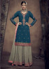 Sea Blue Faux Georgette With Heavy Embroidery Gharara-Bottom Salwar Suit
