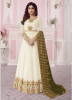 Off White Real Georgette Ankle-Length Salwar Suit