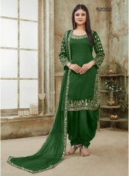 Dark Green Art Silk Patiala Salwar Suit