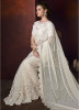 Off White Zari Pallu And Moti Diamond Work Wedding Saree