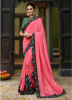 Pink Georgette With Heavy Designer Embroidery Saree