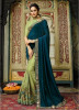 Teal Blue & Lime Green Georgette With Heavy Designer Embroidery Saree