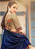 Dark Blue & Beige Georgette With Heavy Designer Embroidery Saree