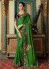 Parrot Green Georgette With Heavy Designer Embroidery Saree