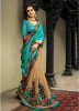 Sky Blue & Beige Georgette With Heavy Designer Embroidery Saree