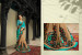 Sky Blue & Beige Georgette With Heavy Designer Embroidery Saree